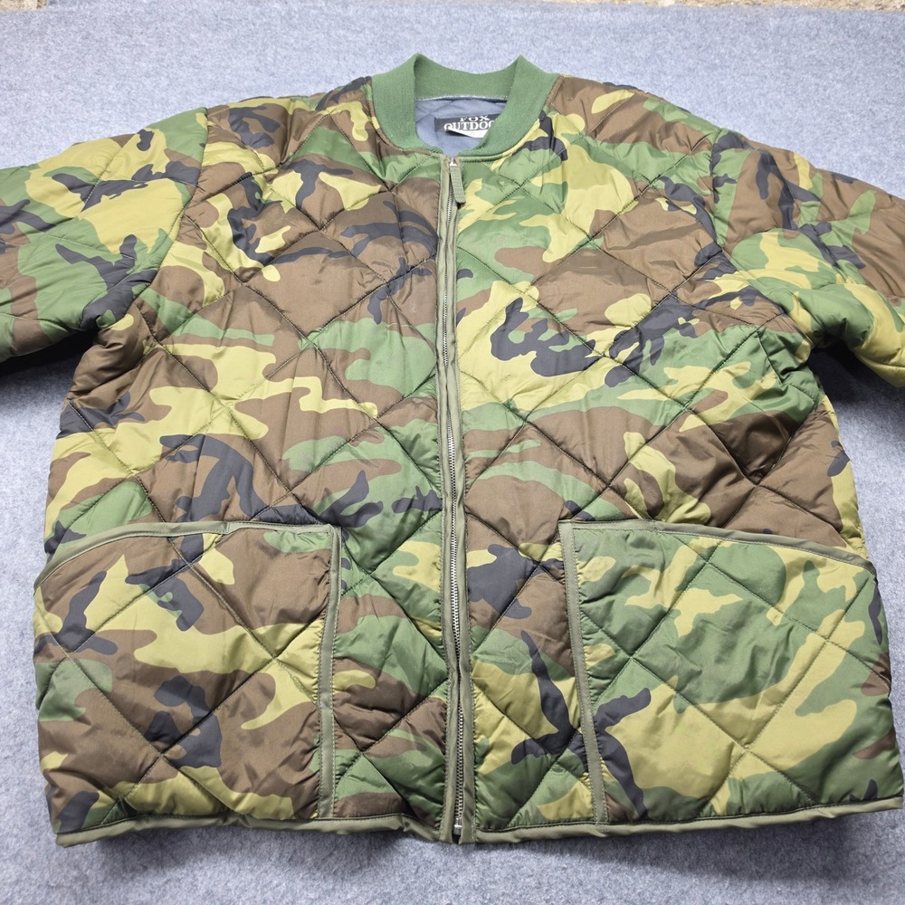 Fox Outdoor Men XXL Woodland Camo Quilted Urban Utility Jacket Full Zip Bomber